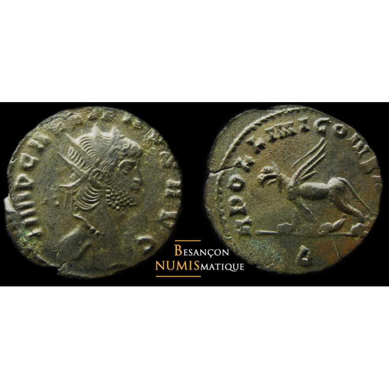 Monnaie romaine de Gallien avec un griffon qui marche à gauche