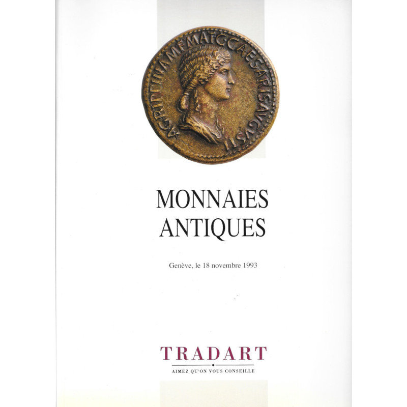 Tradart. Monnaies antiques. Genève, le 18 novembre 1993. Vente publique.