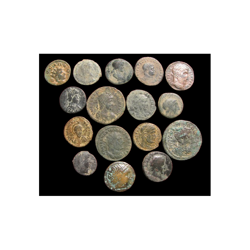 Lot petit prix - 16 monnaies antiques (majoritairement romaines)