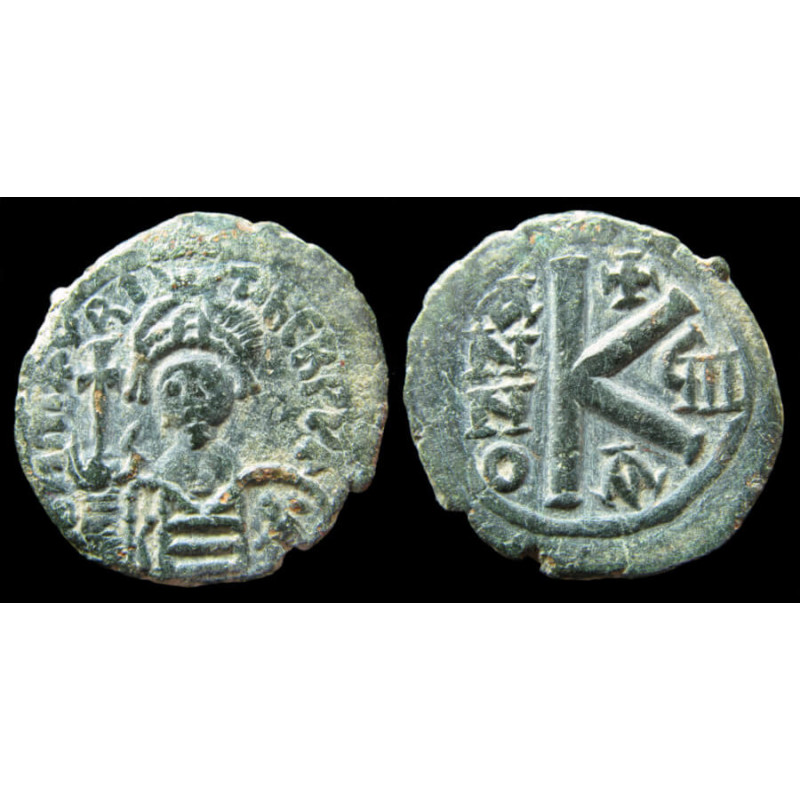 Maurice Tibère – Demi-follis frappé à Constantinople – ANNO VIII – Sear 496