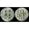 Justin II et Sophie – Follis frappé à Constantinople – AN 8 – Sear 360 - Variété avec Chrisme