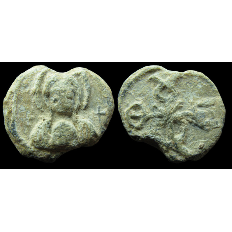 Thedorichou. Sceau byzantin en plomb (Ø 17/19 mm, 6 g). VIᵉ siècle