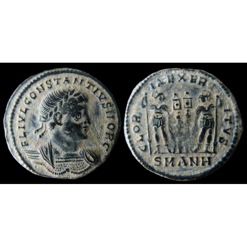 Constance II – AE3 GLORIA EXERCITVS – Antioche –  RIC 88