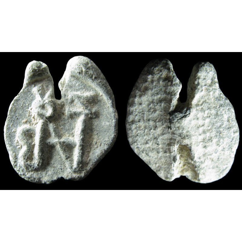 Byzantios (?) - Sceau byzantin en plomb (Ø 15 mm, 2,18 g). VIᵉ–VIIᵉ siècle