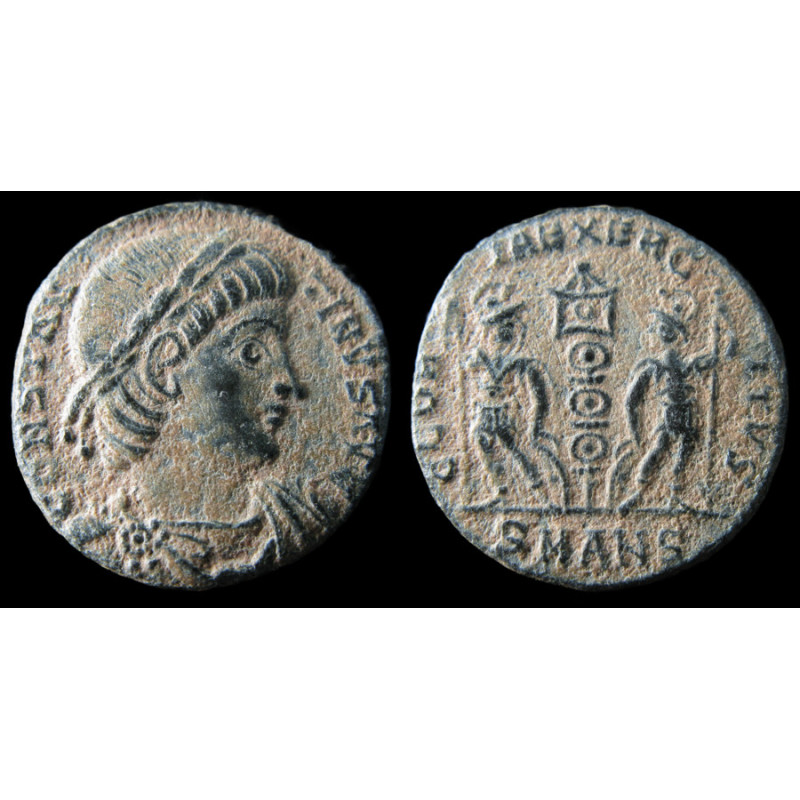 Constantin II – AE4 frappé à Antioche – GLORIA EXERCITVS – RIC 40