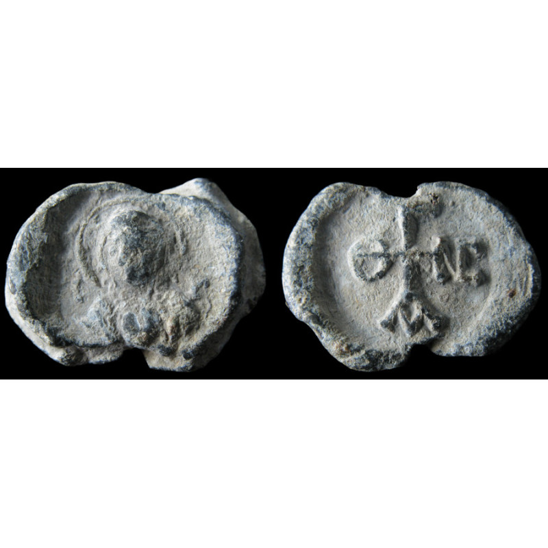 Agathanassa. Sceau byzantin en plomb (Ø 21 mm, 7,00 g). VIᵉ / VIIᵉ siècle