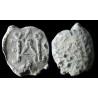 Théodotos. Sceau byzantin en plomb (Ø 14 mm, 2,89 g). VIᵉ siècle.