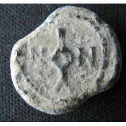 Nonnos, oikonomos (?) - Sceau byzantin en plomb (Ø 15 mm, 4,00 g). Vᵉ–VIᵉ siècle.