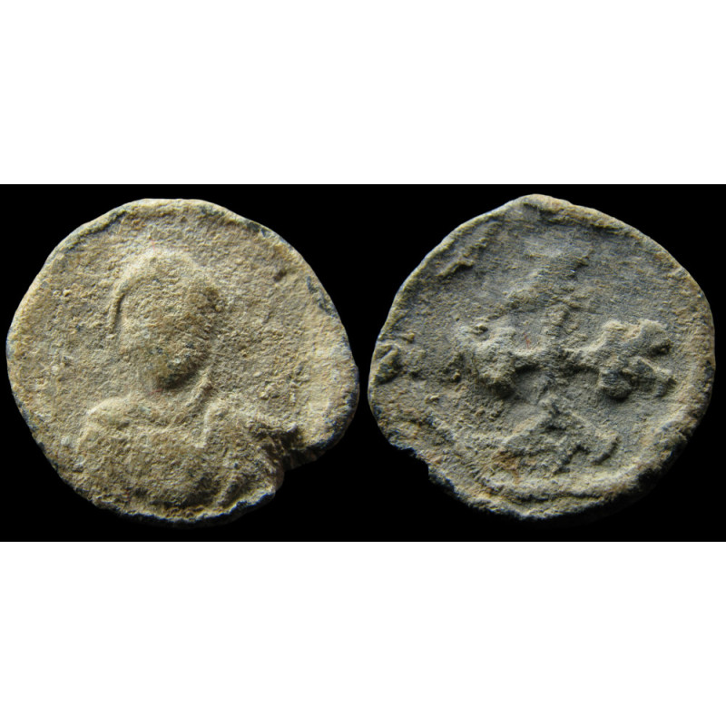 Kottanos. Tessère byzantine en plomb (Ø 15 mm, 3,47 g). VIᵉ siècle.