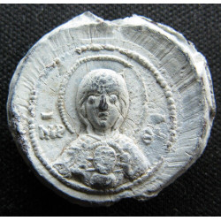Théophylacte, primicier. Sceau byzantin en plomb (Ø 20 mm, 6,51 g). Xᵉ–XIᵉ siècle.
