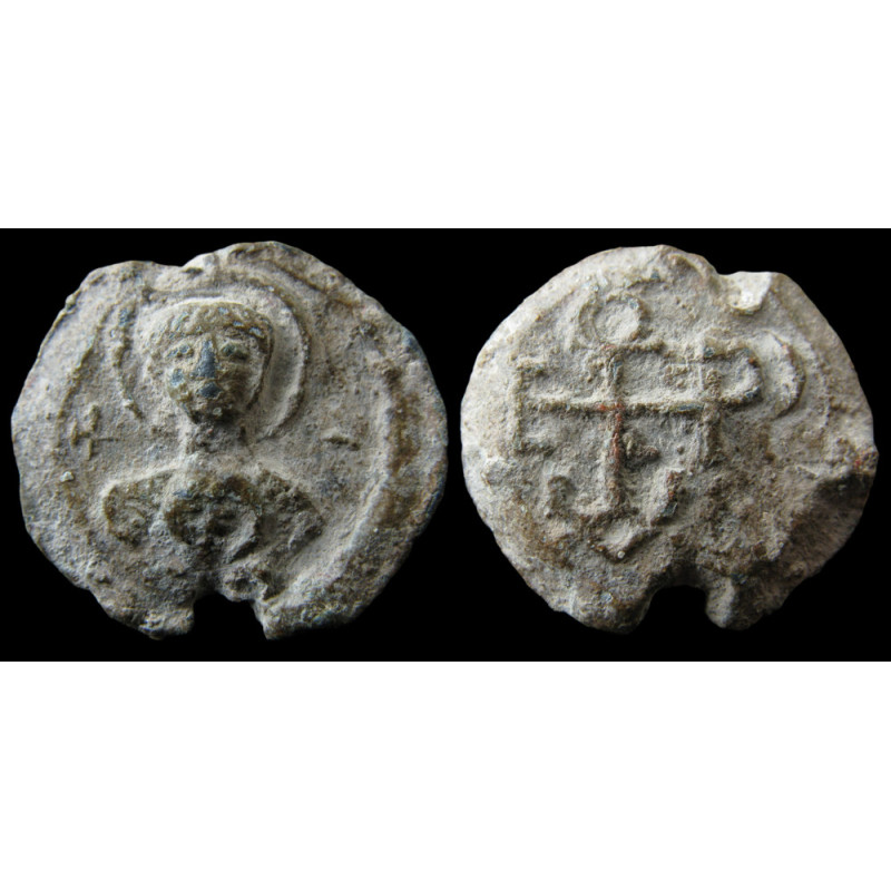 Sergios, fils de Galatios. Sceau byzantin en plomb (Ø 20 × 22 mm, 8,35 g). VIᵉ–VIIᵉ siècle.