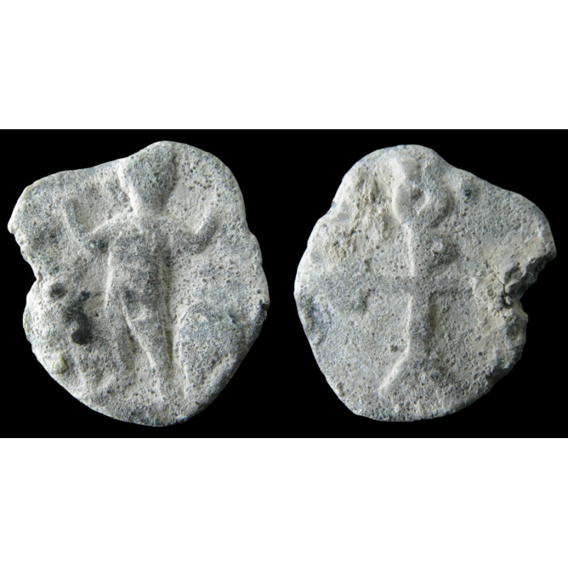 Tessère, prophète Daniel entre deux lions. (Ø 14 mm, 1,52 g). Ve–VIe siècle (?).