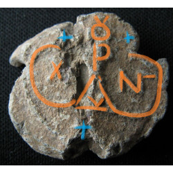 Johannes, droungarios. Sceau byzantin en plomb (Ø 28 mm, 12,12 g). VIIᵉ-VIIIᵉ siècle.