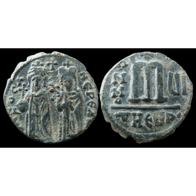 Phocas et Léontia – Follis – Theoupolis – AN 6 – Sear 671 - Top !