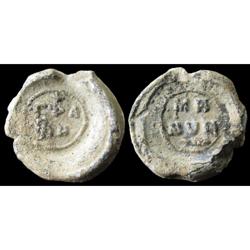 Sceau anonyme à la formule γραφὴ μηνύει. Sceau byzantin en plomb (Ø 16,81 mm, 4,93 g). XIᵉ siècle.