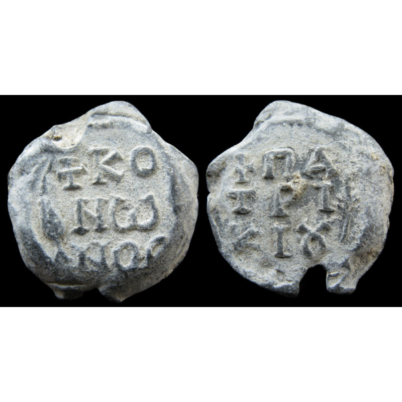 Kônôn, patrice. Sceau byzantin en plomb (Ø 23 mm, 15 g). VIIIᵉ siècle.