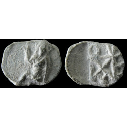 Christ apaisant la tempête / Eparchon. Tessère byzantine en plomb (Ø 17 mm, 4,47 g). VIe siècle