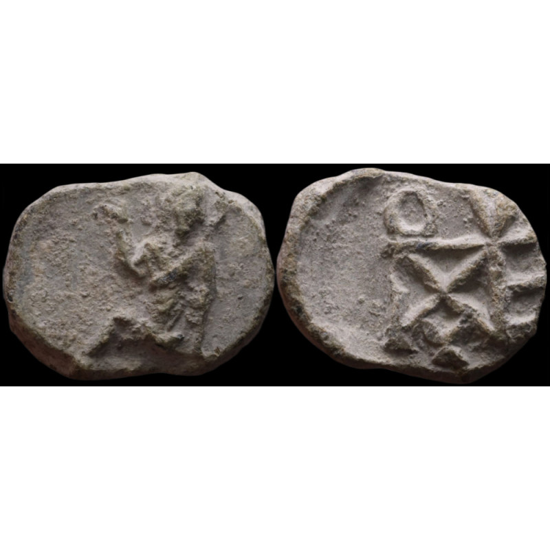 Christ apaisant la tempête / Eparchon. Tessère byzantine en plomb (Ø 17 mm, 4,47 g). VIe siècle