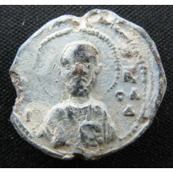 Katakalôn (Nicolas ?). Sceau byzantin en plomb (Ø 22,5 mm, 8,38 g). XIe-XIIe siècle.