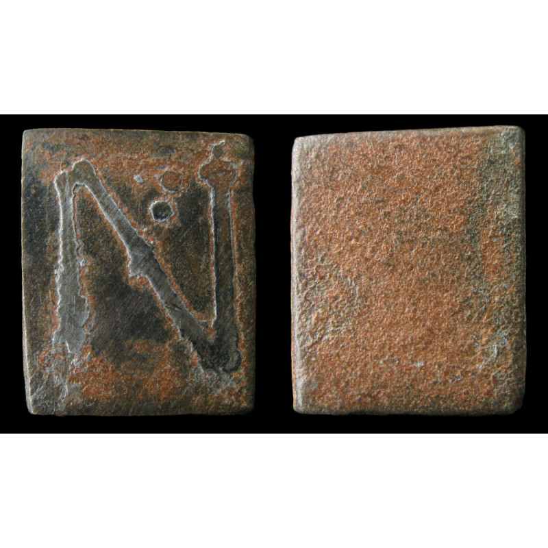 Byzance – Poids monétaire de 1 nomisma – Lettre N incrustée d'argent (?) – IVᵉ-VIIᵉ siècle