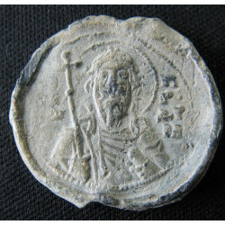 Jean. Sceau byzantin en plomb (Ø 21,85 mm, 6,51 g). IXᵉ siècle.