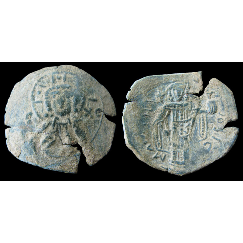 Empire latin de Constantinople – Trachy d'imitation – Buste du Christ / Empereur debout – Sear 2024 Grand module