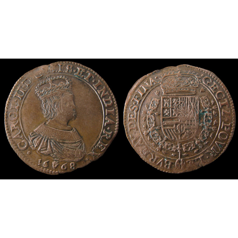 Charles II d'Espagne – Jeton du Bureau des Finances frappé à Anvers – 1668