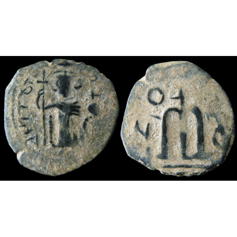 Califat Rashidun – Fals arabo-byzantin imitant Constans II debout – Grand M – (647–658)