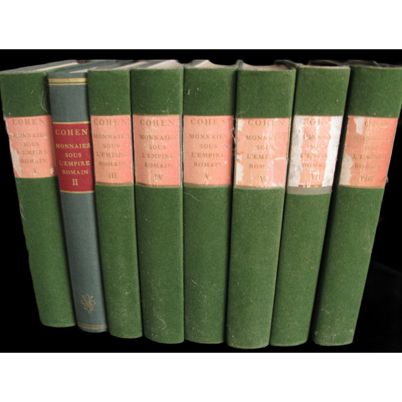 Cohen - Description historique des monnaies romaines – Graz 1955 – 8 vol. complets – Couvertures à restaurer