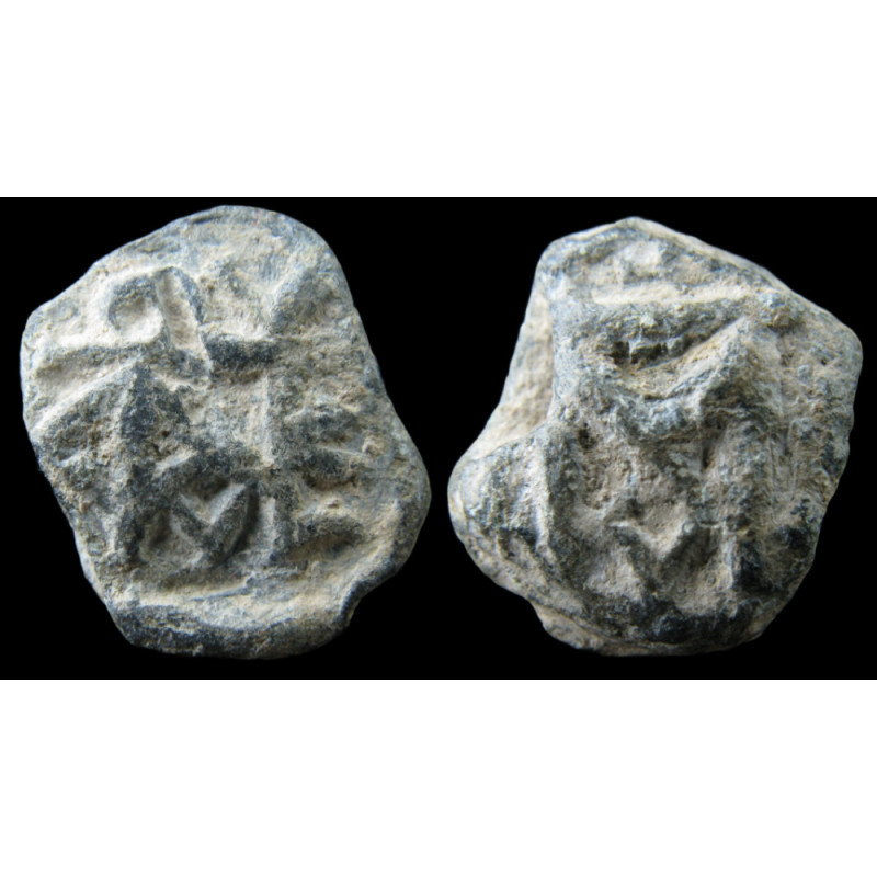 Étienne, évêque d'Apamée. Sceau byzantin en plomb (Ø 11 × 14 mm, 3,78 g). VIᵉ siècle.