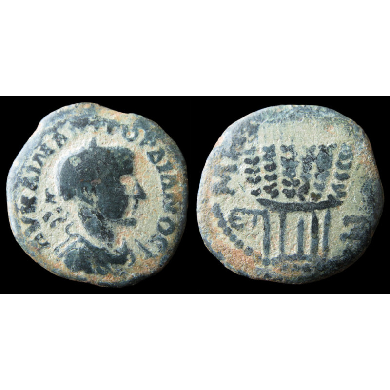 Gordien III – Bronze provincial de Césarée de Cappadoce – Six épis de blé – ЄT Z (an 7)