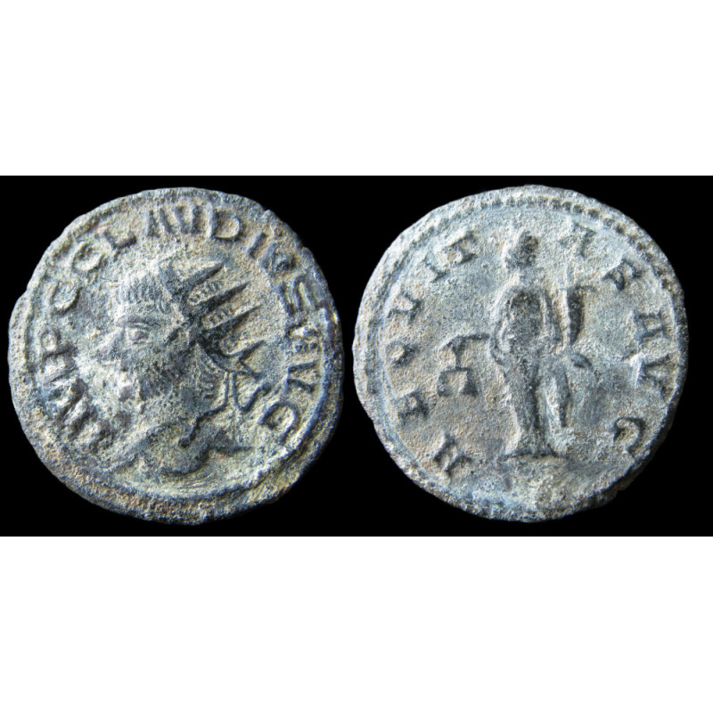 Claude II le Gothique – Antoninien frappé à Antioche – AEQVITAS AVG – Buste nu à gauche – RIC MOM 1067