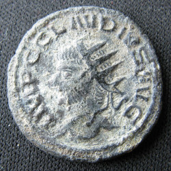 Claude II le Gothique – Antoninien frappé à Antioche – AEQVITAS AVG – Buste nu à gauche – RIC MOM 1067