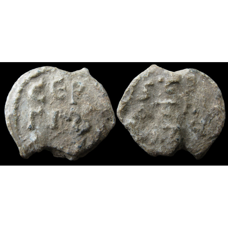 Sergios, stratelate. Sceau byzantin en plomb (Ø 19/23 mm, 9,36 g). Ve–VIᵉ siècle.