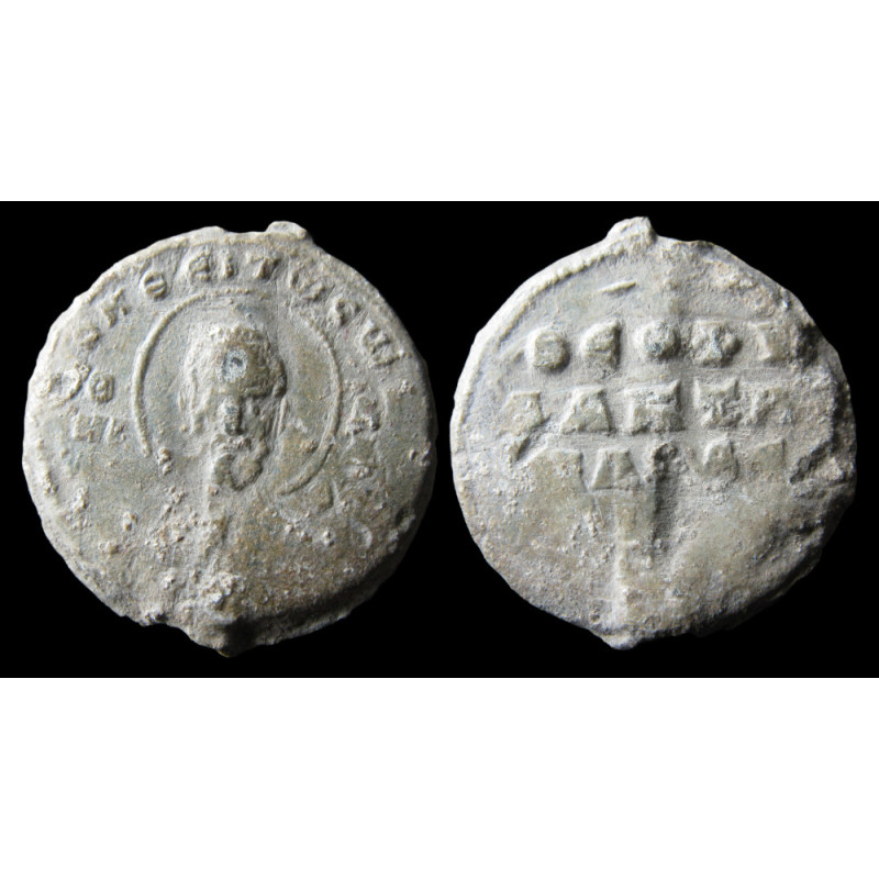 Théophylacte, spathaire impérial et juge de Charsianon. Sceau byzantin en plomb (Ø 23 mm, 9,45 g). Vers 1032.