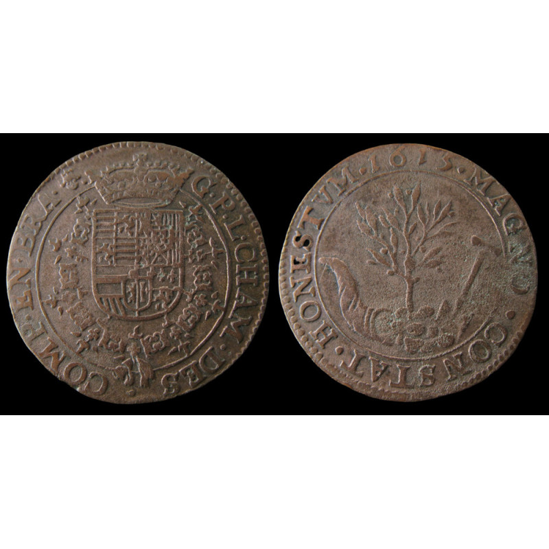 Albert et Isabelle – Jeton de la Chambre des Comptes de Brabant 1615 – Dugniolle 3719