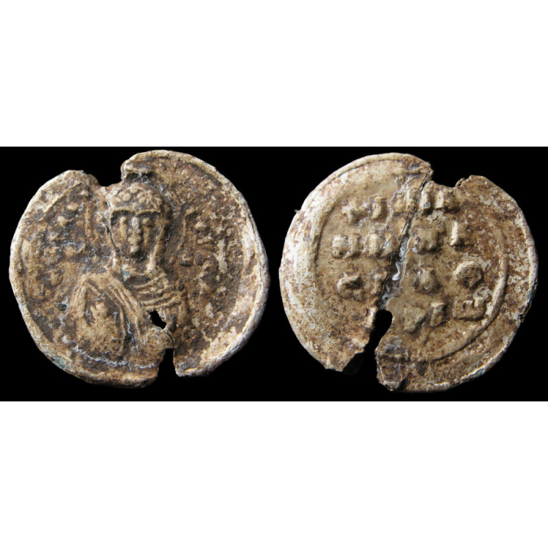 Jean, protospathaire impérial. Sceau byzantin en plomb (Ø 27,2 mm, 5,63 g). IXᵉ-Xᵉ siècle.