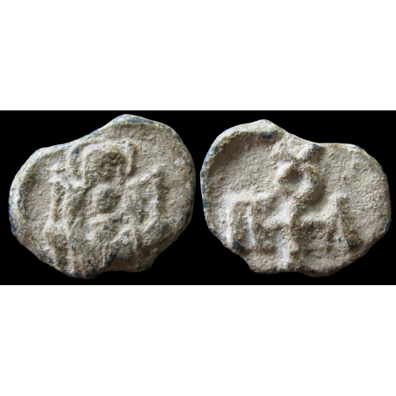 Paul, sceau au type de la Vierge trônant. Sceau byzantin en plomb (Ø 17 mm, 3,54 g). VIᵉ siècle.