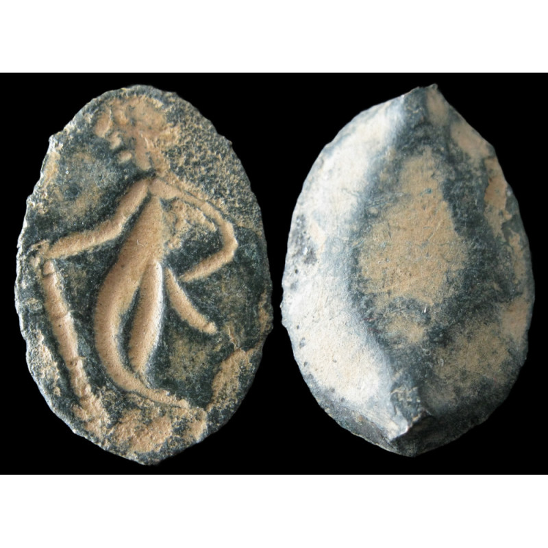 Chaton de bague naviculaire - Figure masculine debout . Époque tardo-antique ou proto-byzantine