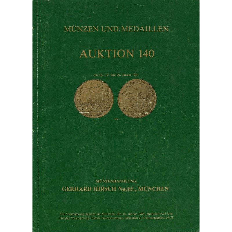 Gerhard Hirsch Nachf. – Auktion 140 (1984) : monnaies romaines, or, médailles Goetz, monnaie primitive