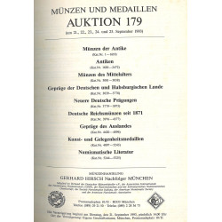 Catalogue Gerhard Hirsch Nachfolger – Auktion 179 (Munich, 1993) : monnaies antiques, antiquités et glyptique