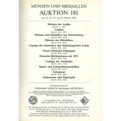 Gerhard Hirsch Nachfolger – Auktion 181, Munich 1994 : monnaies antiques, sceaux byzantins, Württemberg