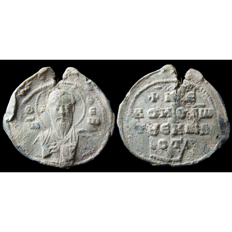 Jean, issu des Masotès. Sceau byzantin en plomb (Ø 26,8 mm, 3,62 g). XIᵉ-XIIᵉ siècle.