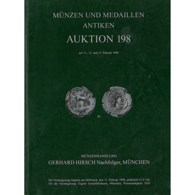 Catalogue Gerhard Hirsch Nachfolger 198 (Munich, 1998) : monnaies grecques, antiquités et littérature numismatique