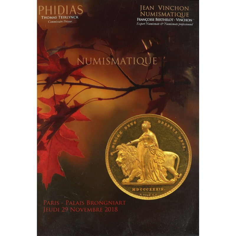 Jean Vinchon Numismatique – Monnaies antiques, féodales & royales françaises, étrangères (Paris, 29 nov. 2018)