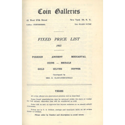 Coin Galleries – Coins and Medals, Ancient, Mediaeval, Modern : liste à prix marqués 1955 et livres de numismatique