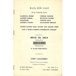 Coin Galleries – Première vente sur offres, 13 juillet 1954 : monnaies antiques, juives et bibliothèque numismatique